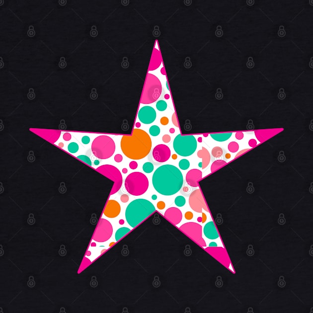 POLKADOT STAR WITH PINK AQUA AND ORANGE DOTS by iskybibblle